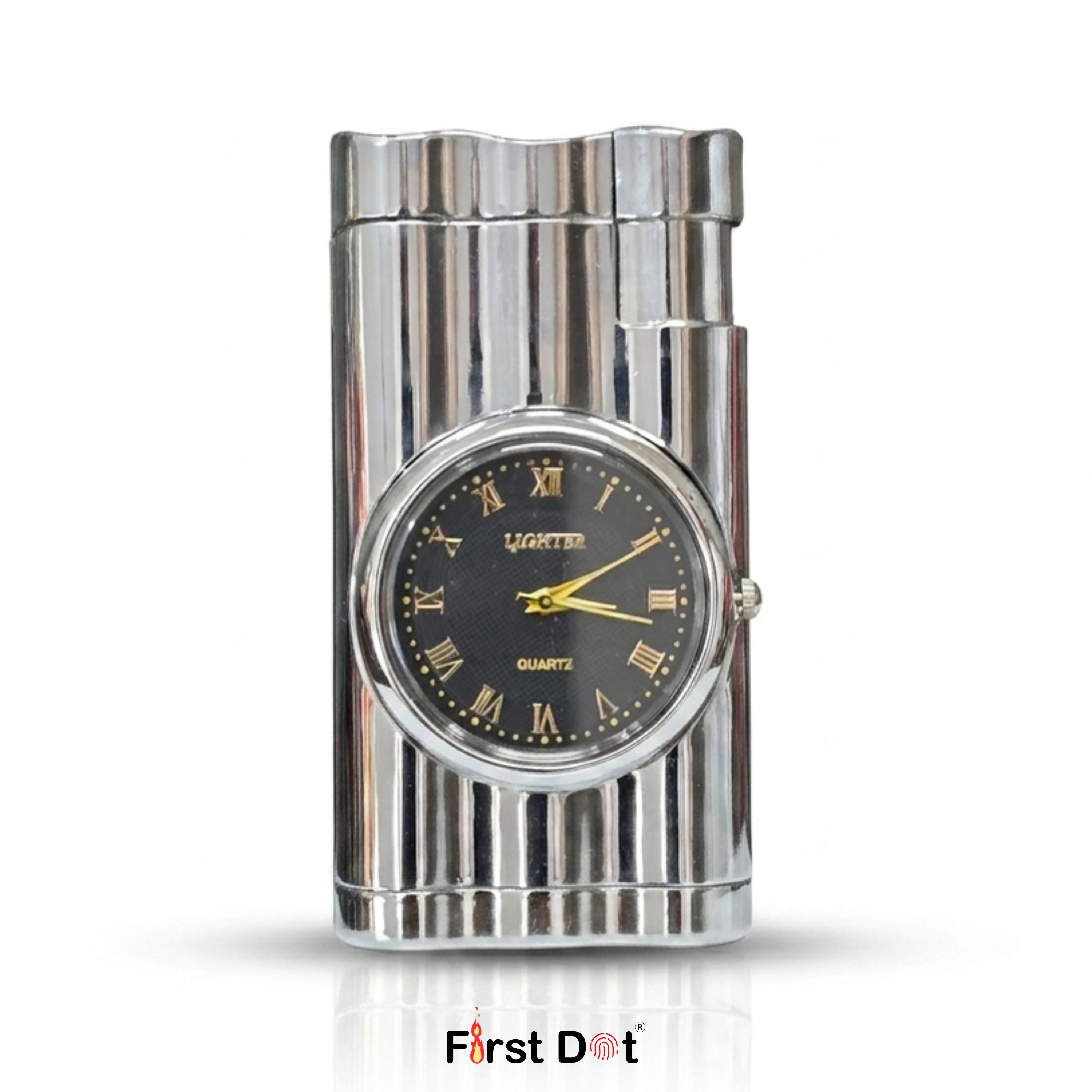First Dot Vintoro Jet Flame Built-In Quartz Analog Watch Lighter