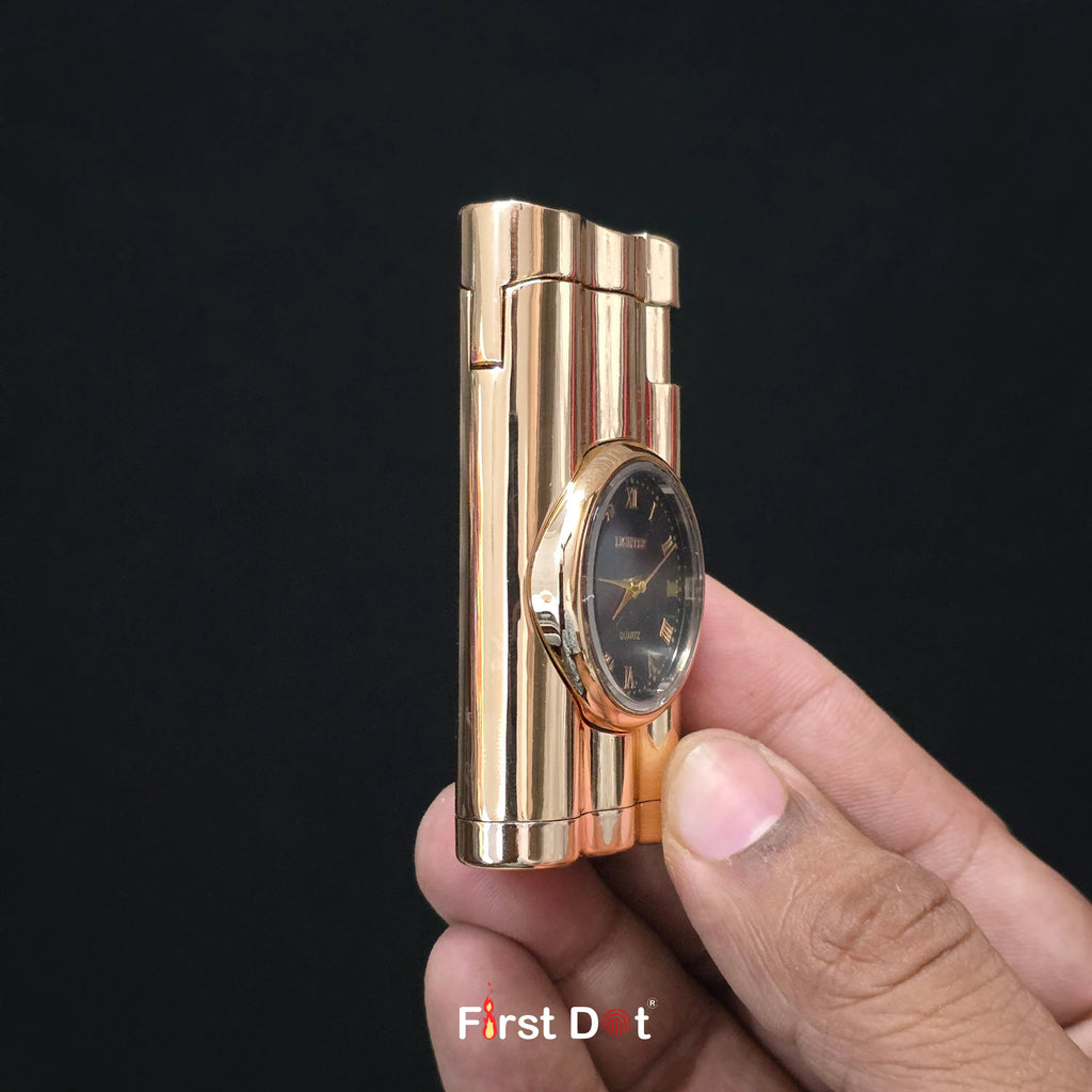First Dot Vintoro Jet Flame Built-In Quartz Analog Watch Lighter