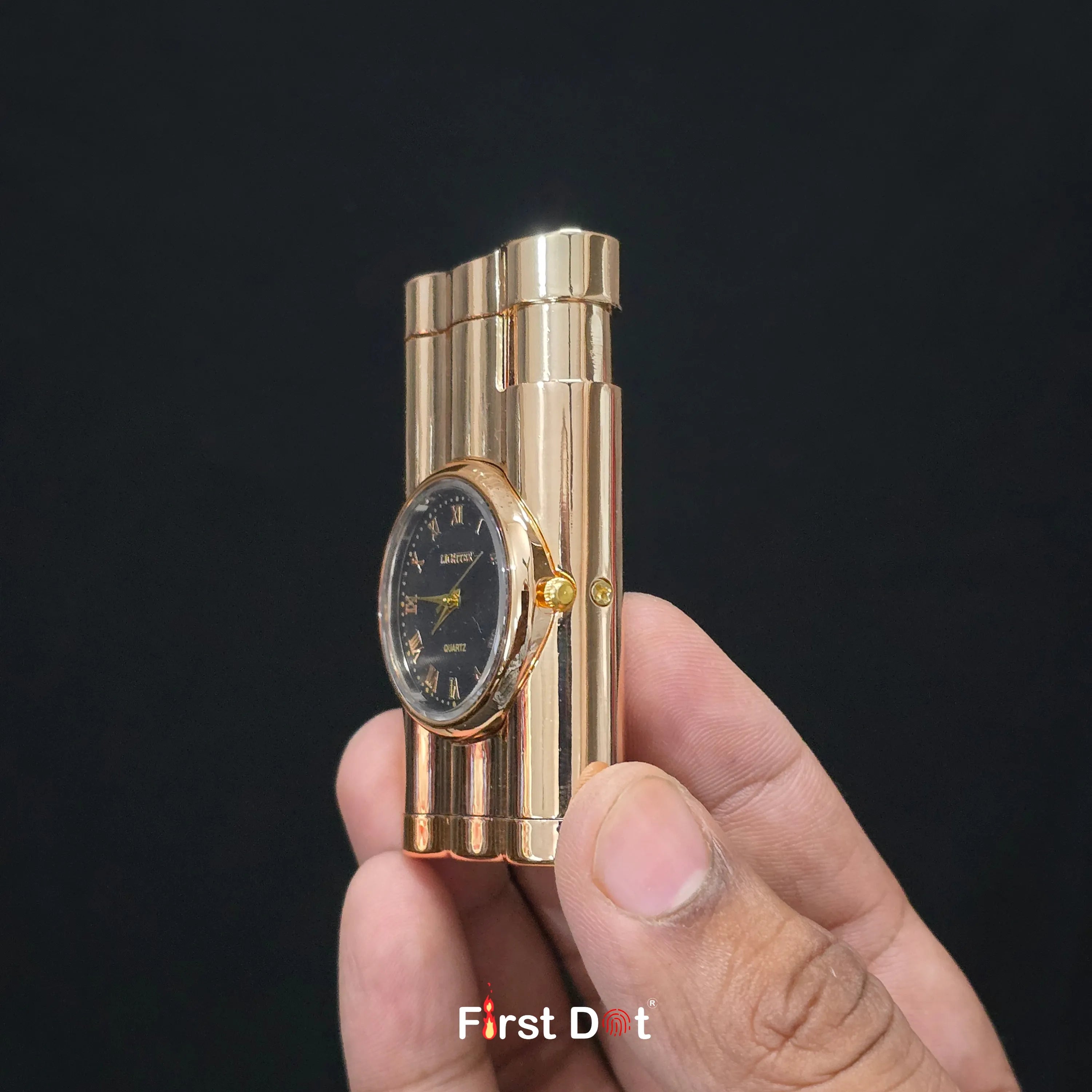 First Dot Vintoro Jet Flame Built-In Quartz Analog Watch Lighter