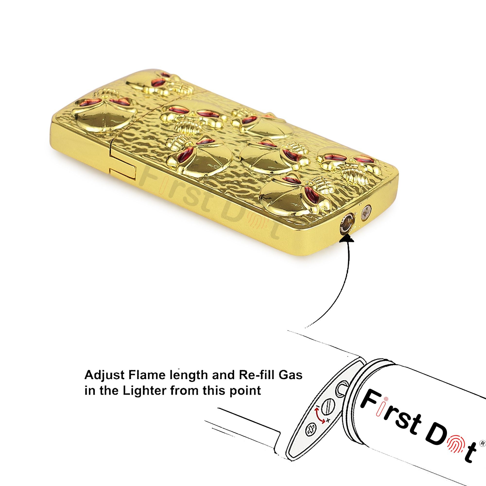 Skull Embossed Jet Flame Lighter | Windproof Cigarette Lighter