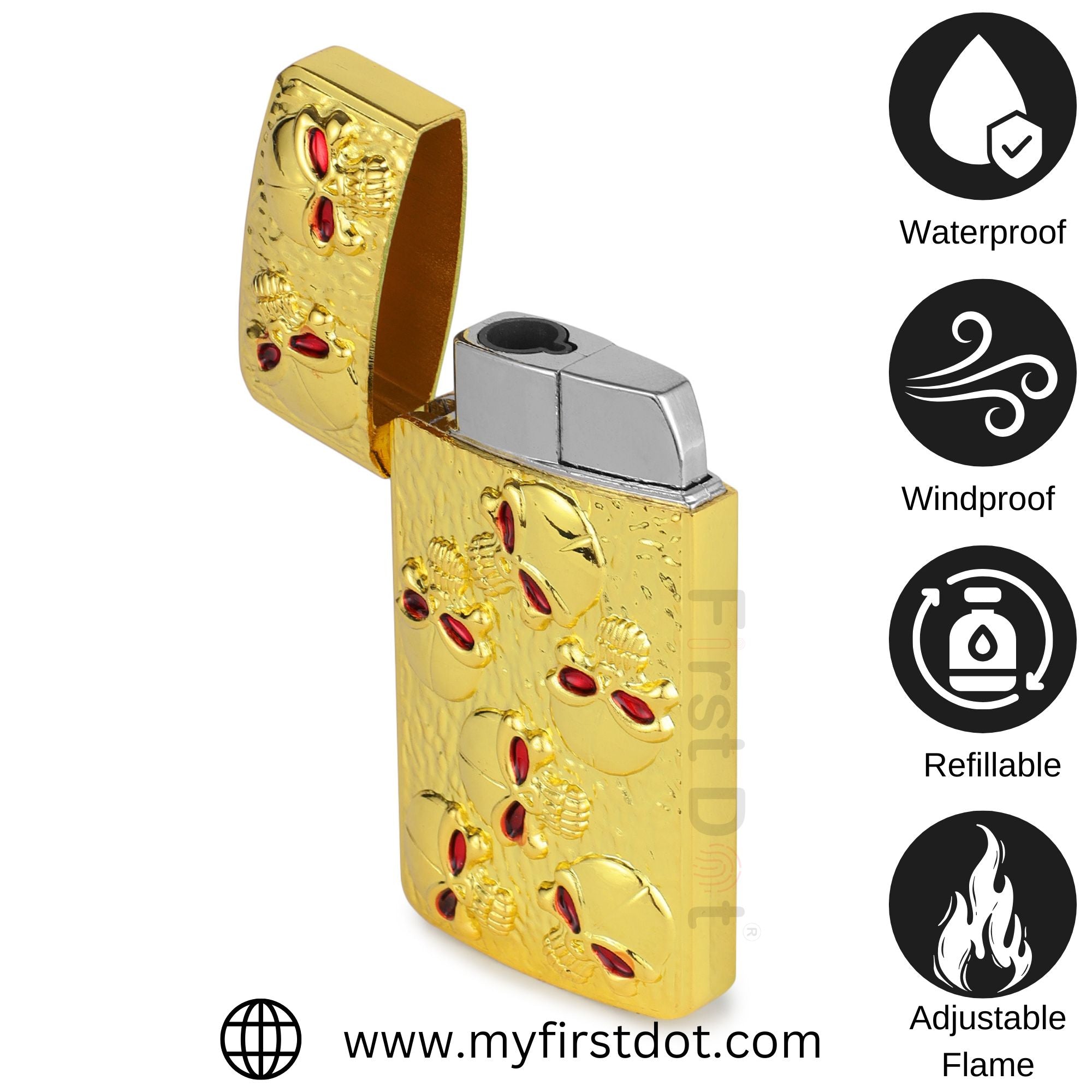 Skull Embossed Jet Flame Lighter | Windproof Cigarette Lighter