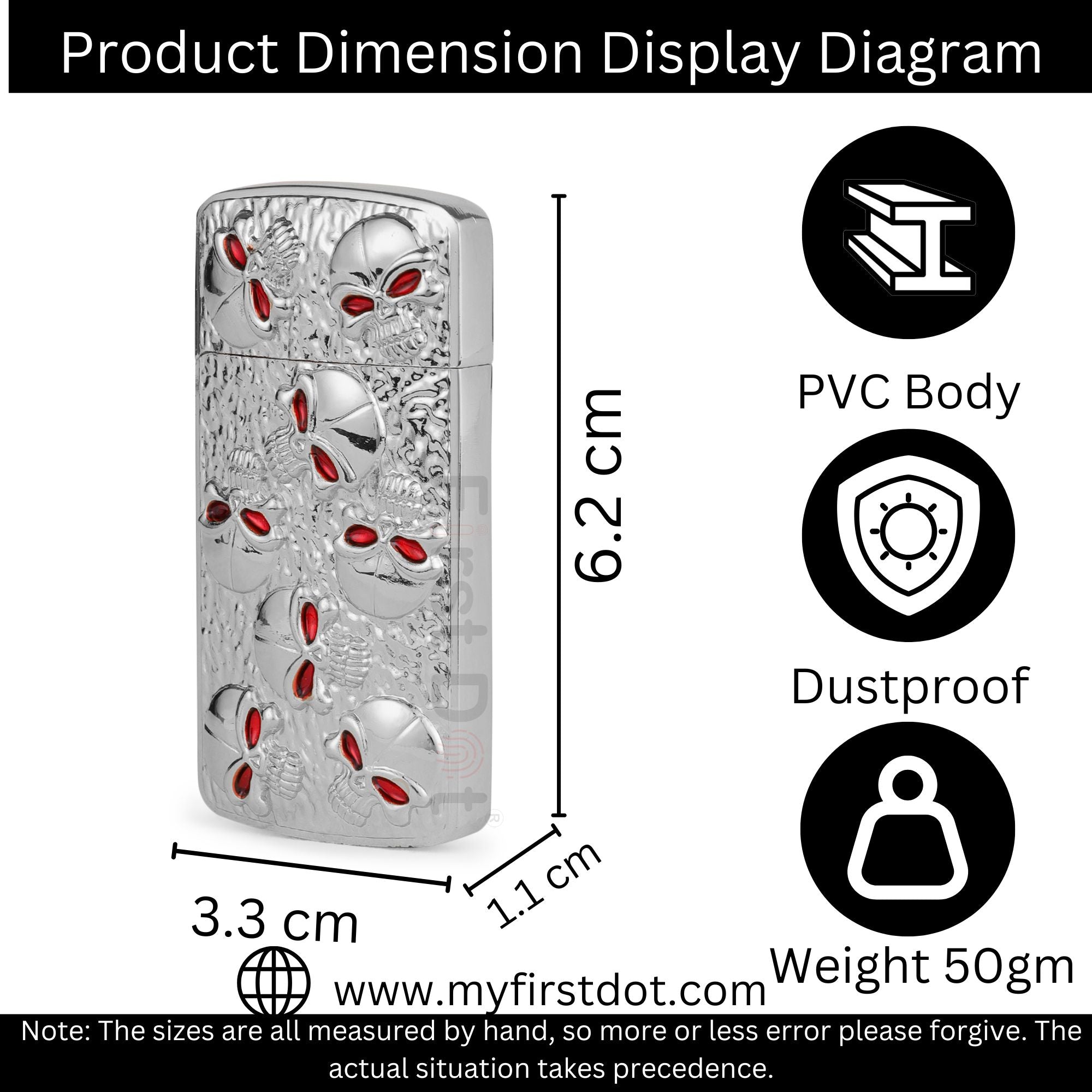 First Dot Skull Embossed Jet Flame Lighter | Windproof Cigarette Lighter