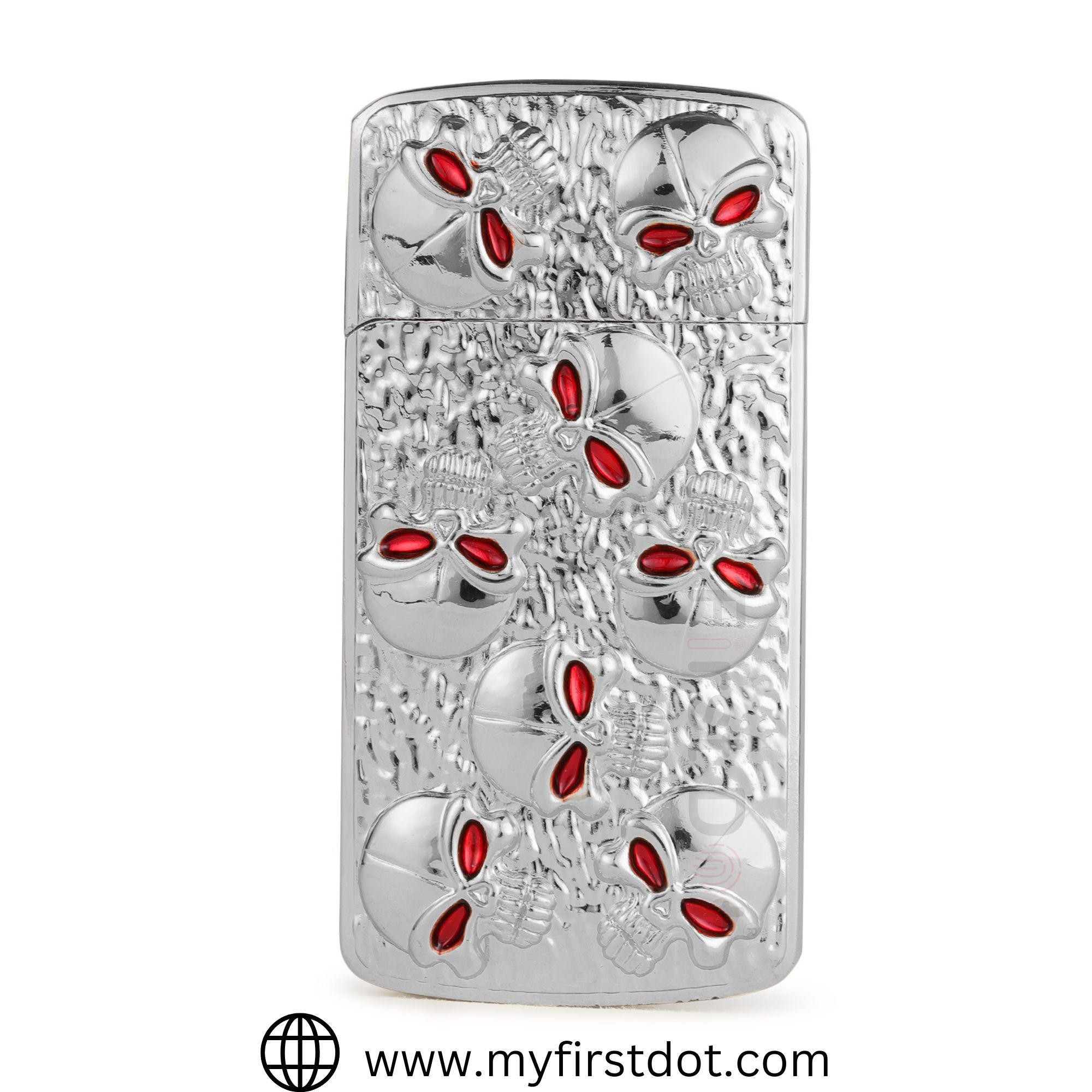 First Dot Skull Embossed Jet Flame Lighter | Windproof Cigarette Lighter