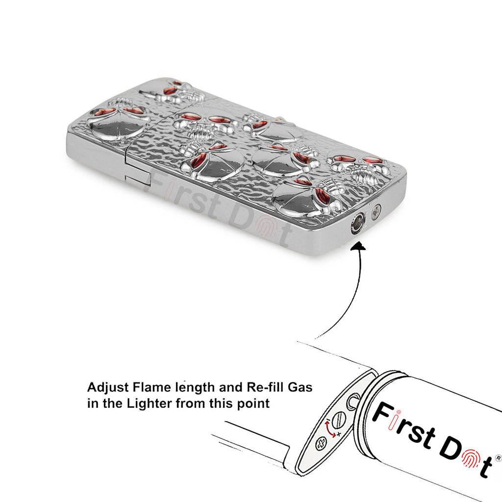 First Dot Skull Embossed Jet Flame Lighter | Windproof Cigarette Lighter