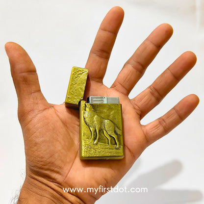 Wolf Engraved Dual Jet Flame Lighter