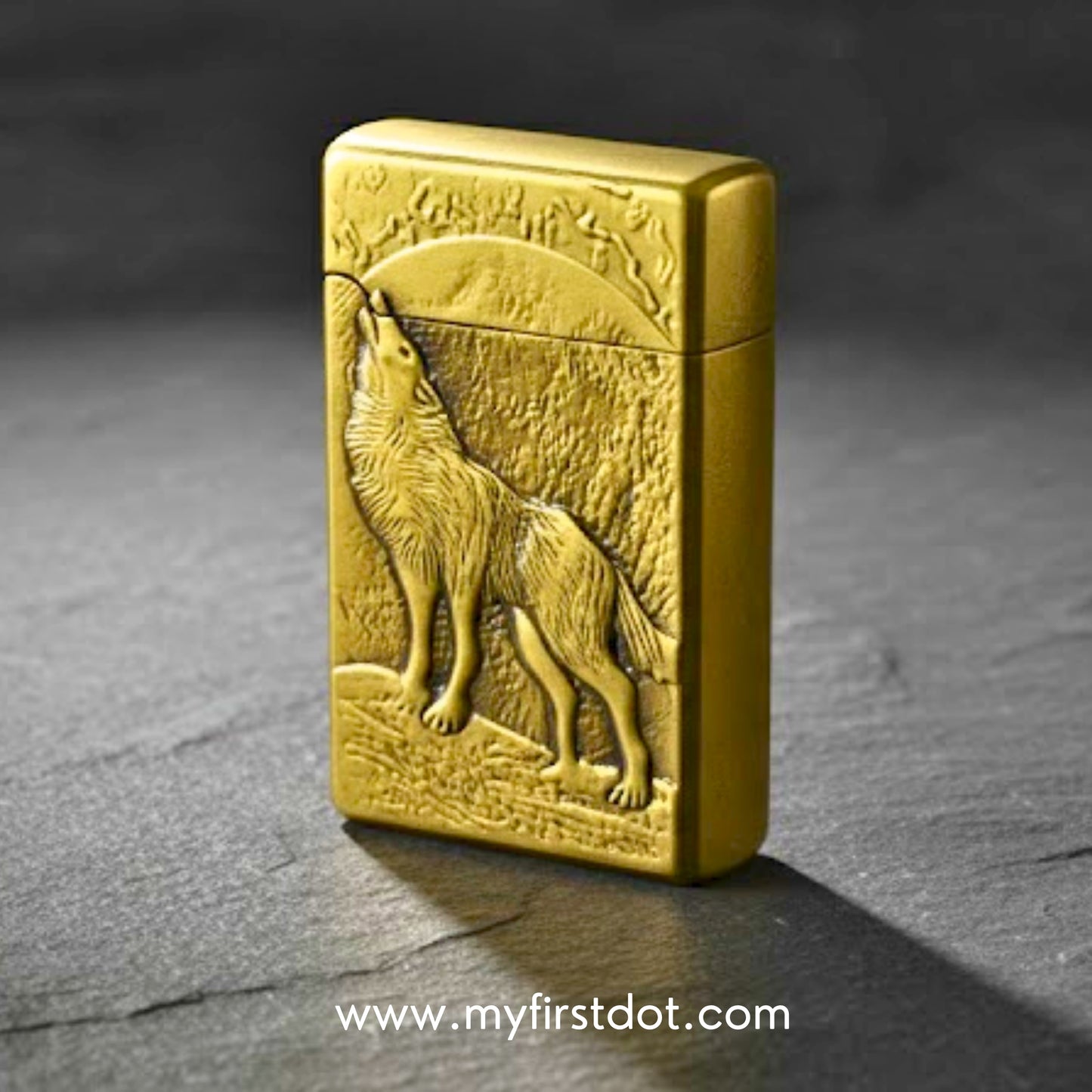 Wolf Engraved Dual Jet Flame Lighter