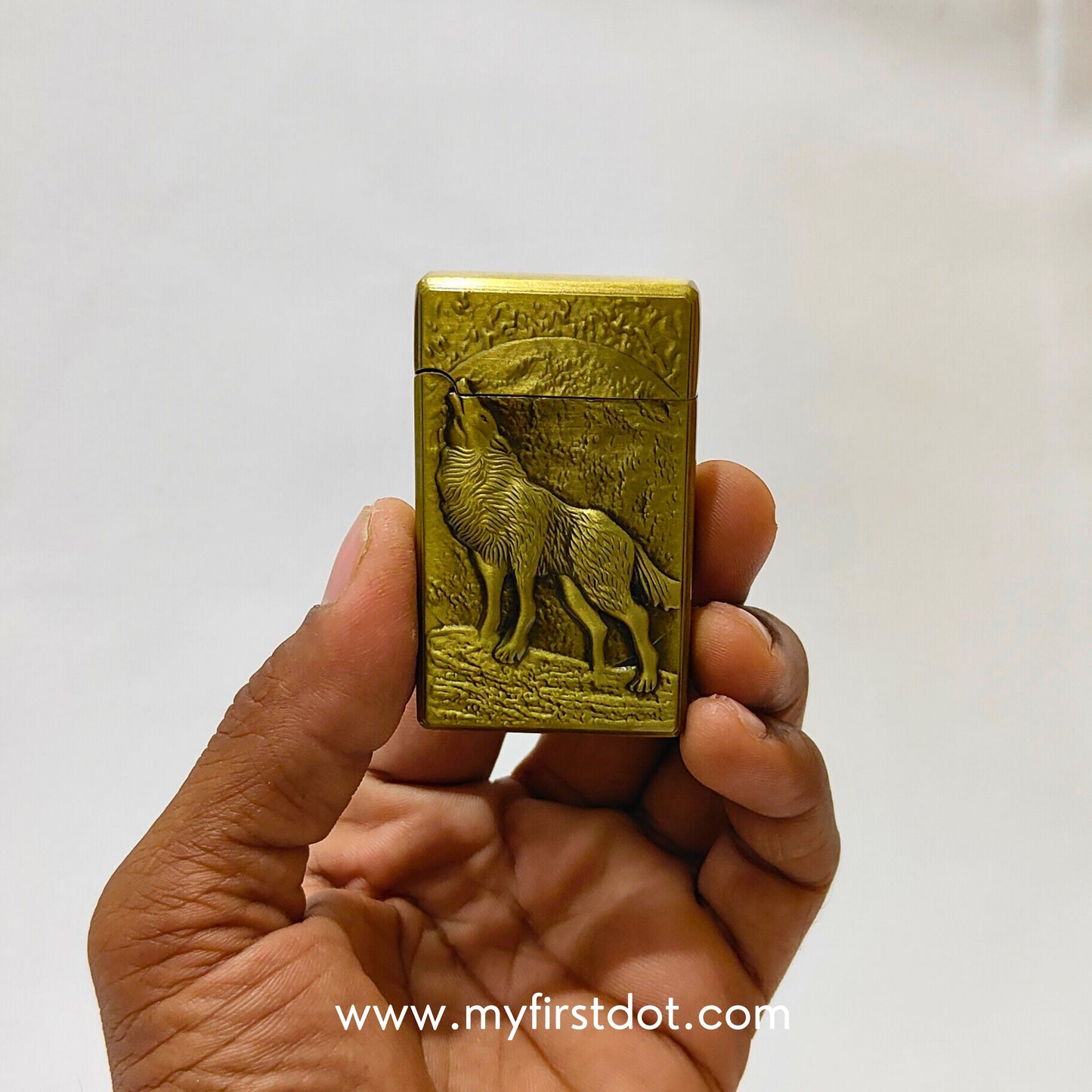 Wolf Engraved Dual Jet Flame Lighter