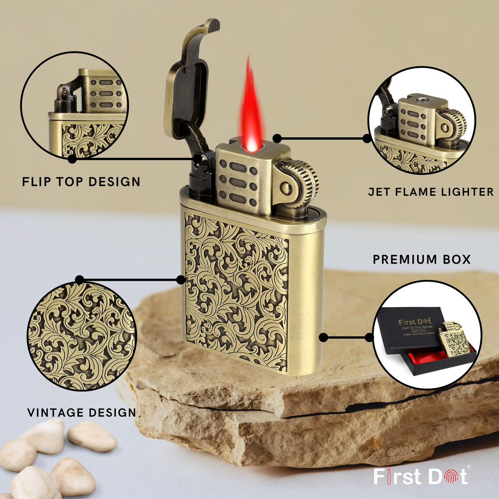 Windproof refillable lighter for men with 5ml pre-filled fuel