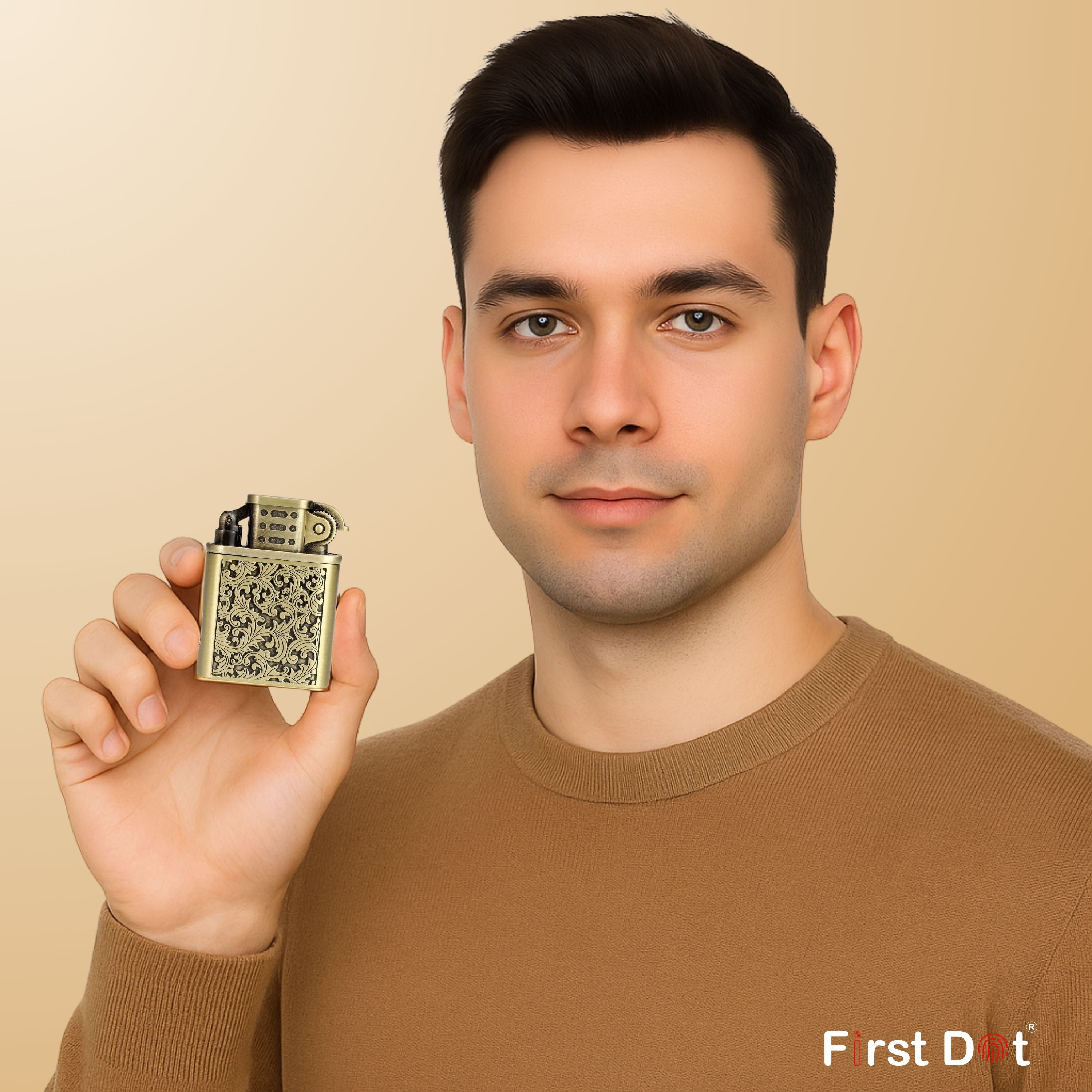 Premium First Dot lighter resting on a wooden surface – ideal for gifting