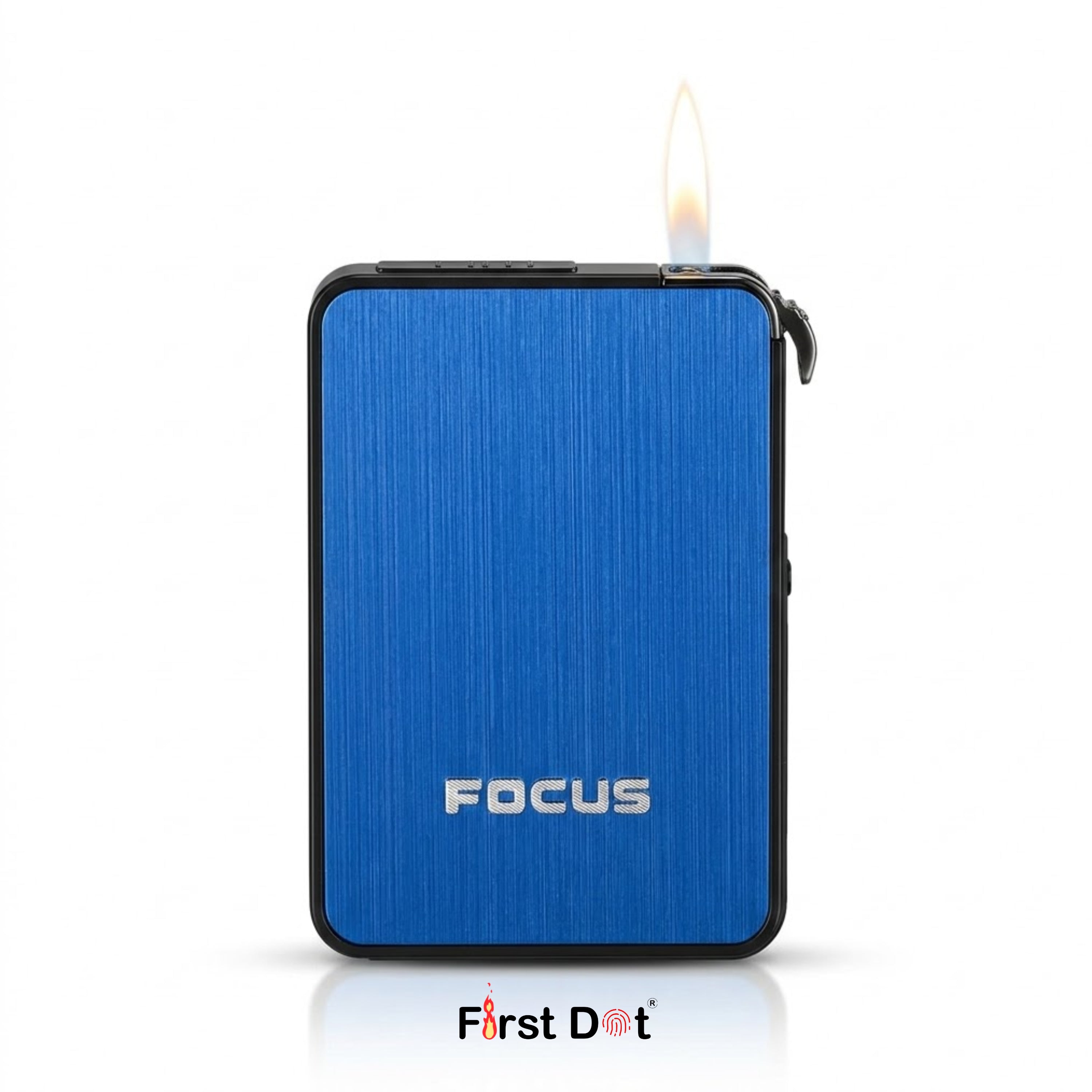 Focus Automatic Cigarette Case with Lighter Blue – First Dot