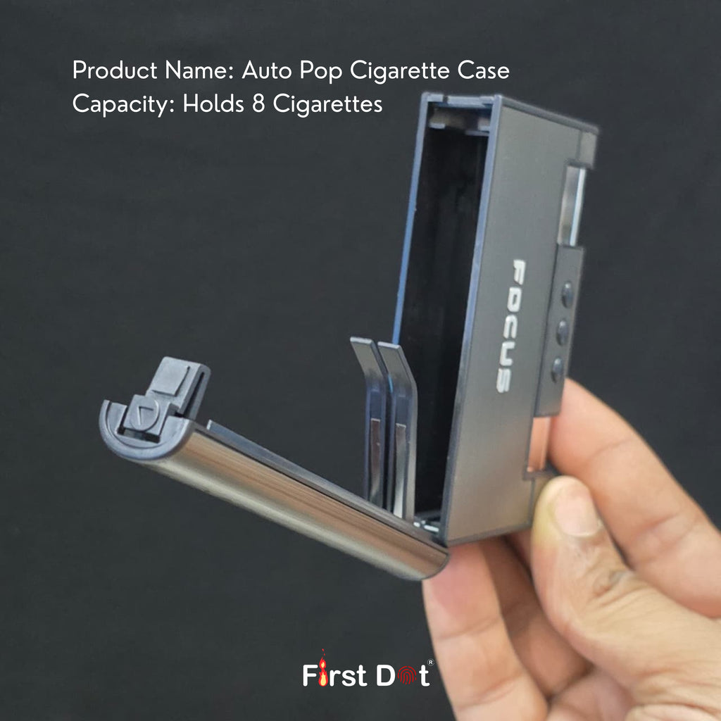 Focus Aluminium Pop-Up Cigarette Case with Jet Flame Lighter