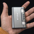 Focus Aluminium Pop-Up Cigarette Case with Jet Flame Lighter