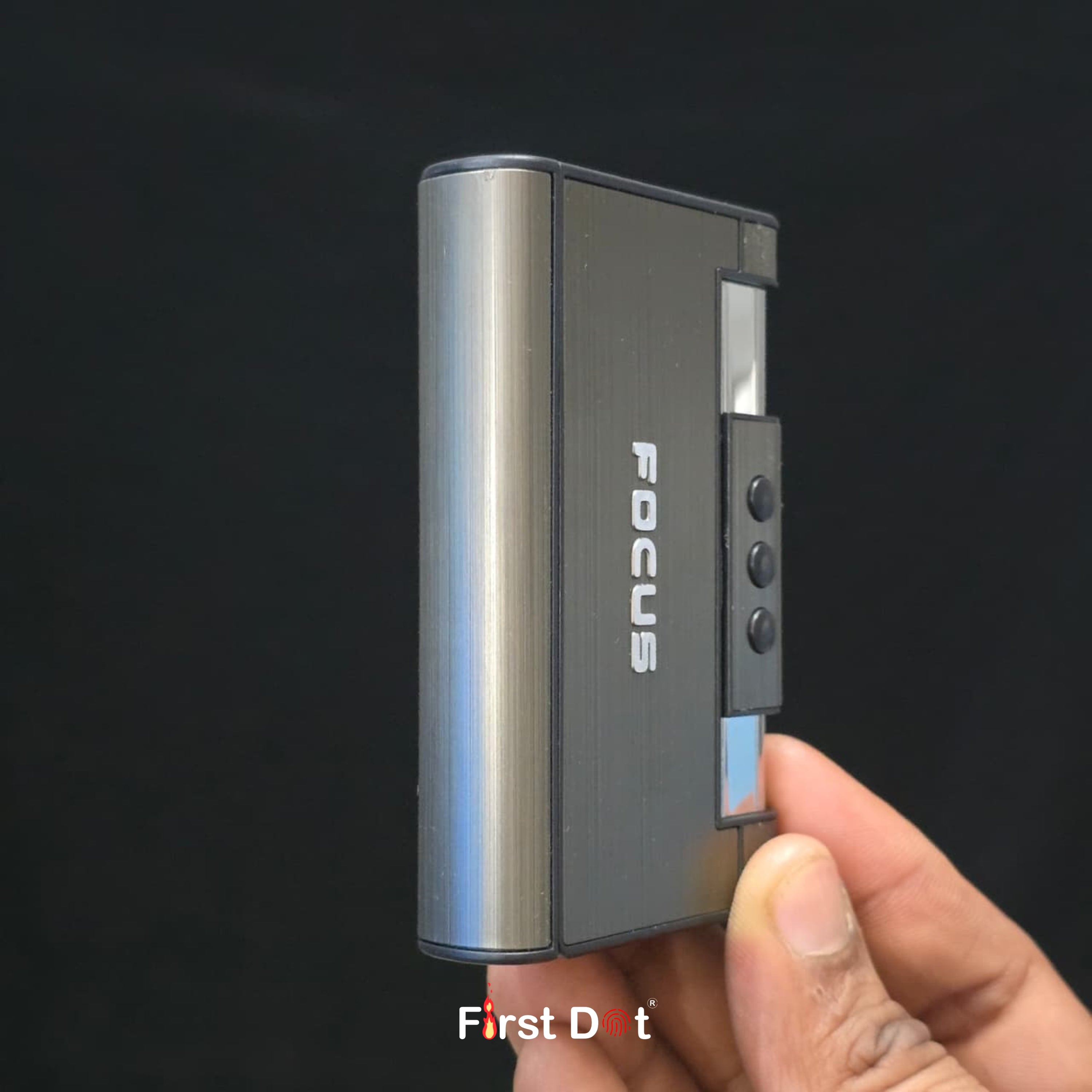 Focus Aluminium Pop-Up Cigarette Case with Jet Flame Lighter