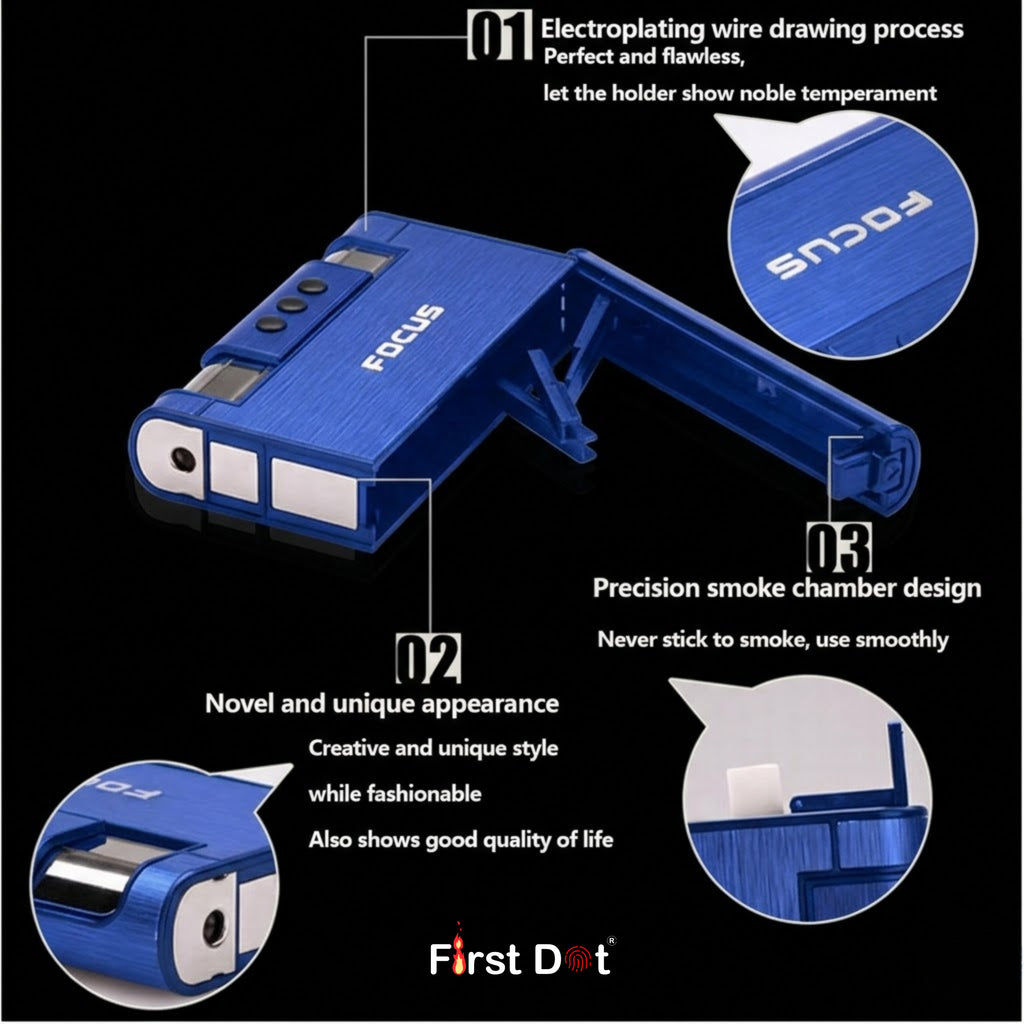 Focus 2-in-1 Aluminium Cigarette Case with Jet Flame Lighter