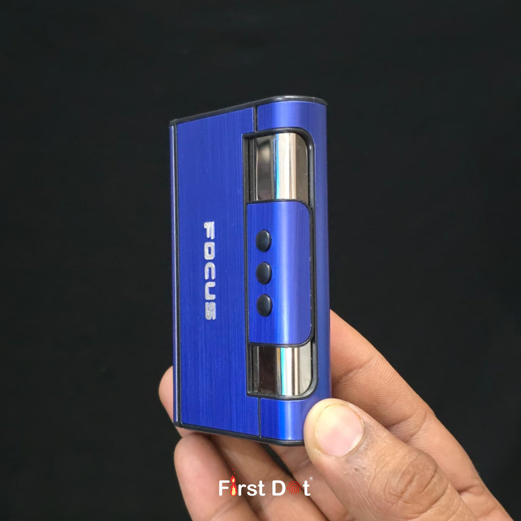 Focus 2-in-1 Aluminium Cigarette Case with Jet Flame Lighter