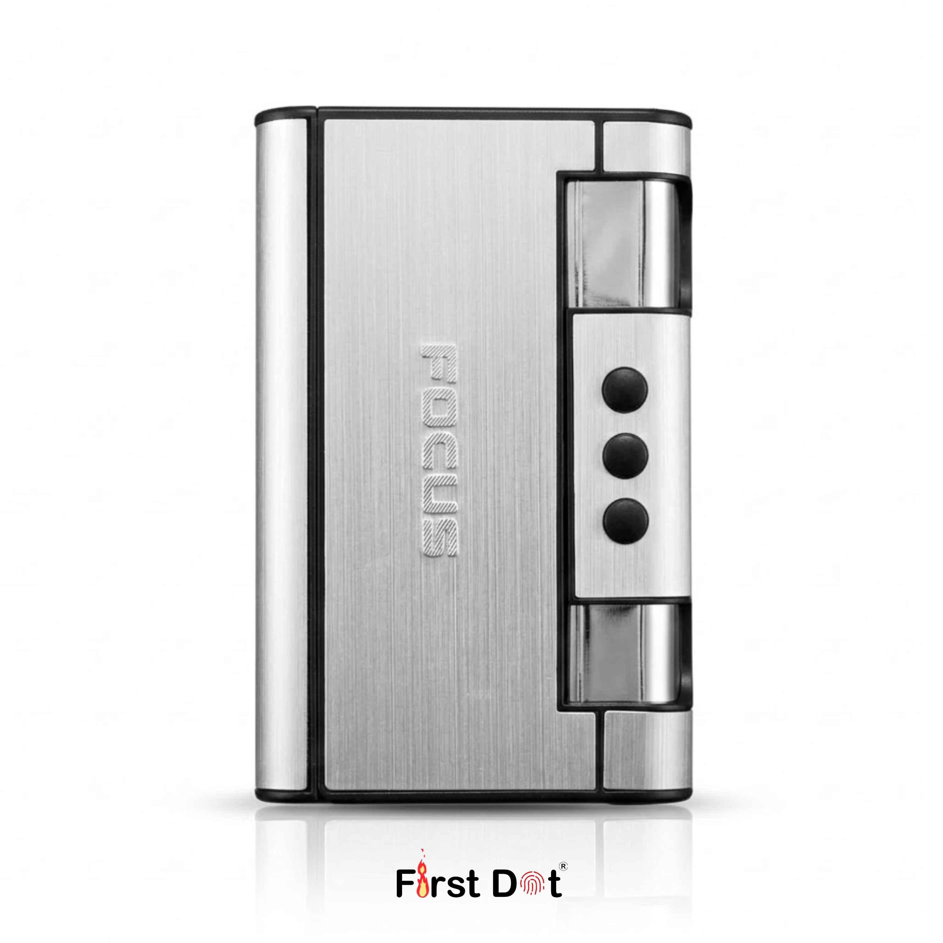 Focus Pocket Cigarette Case with Jet Flame Lighter – Aluminium