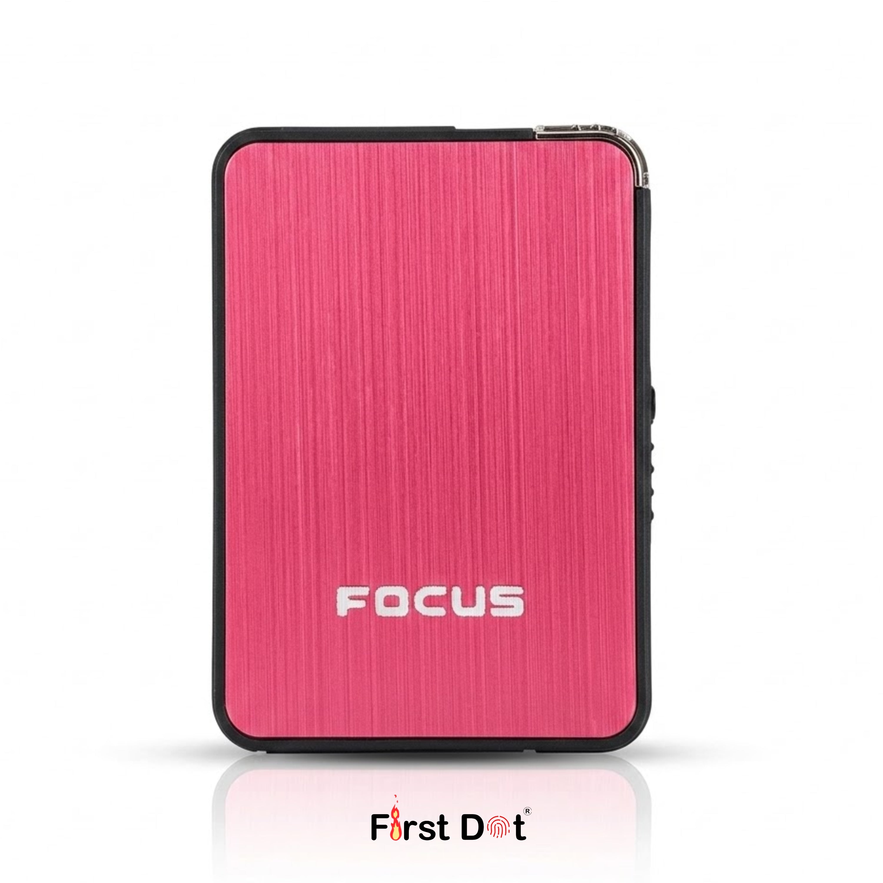 Focus Windproof Cigarette Case with Built-in Lighter -Cigarette Holder (5 Cigarettes)