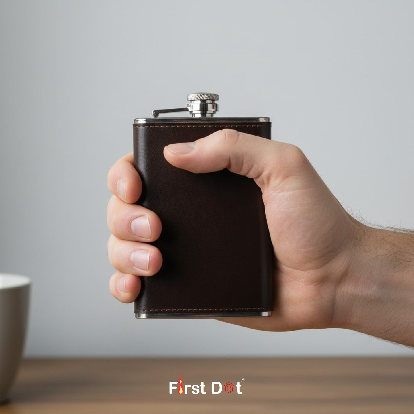 Brown Leather Wrapped Hip Flask | Pocket Flask for Travel 9oz