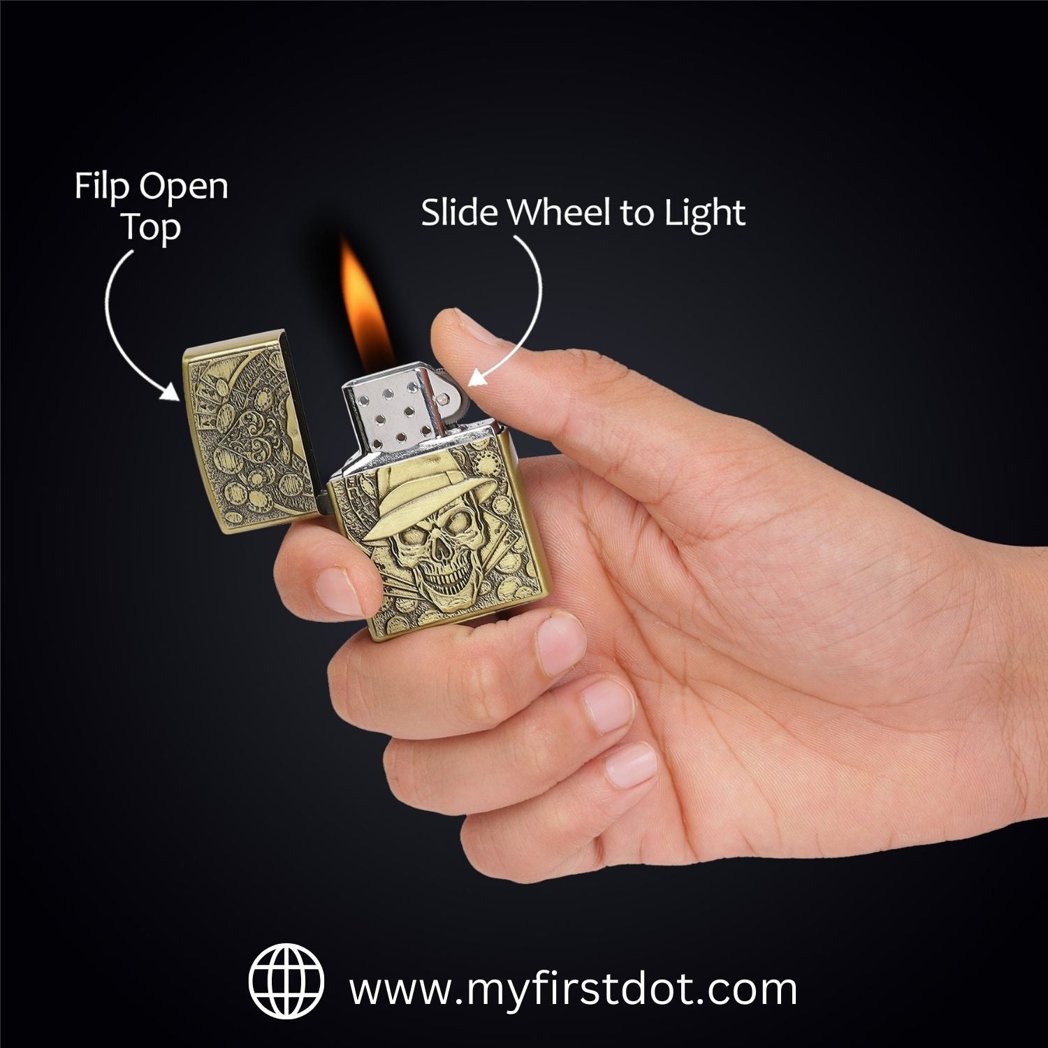Gambling Skull Classic Lighter | Windproof Cigarette Lighter