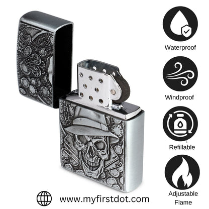 Gambling Skull Luxury Windproof Lighter Gift for Men - Pocket Lighter | First Dot