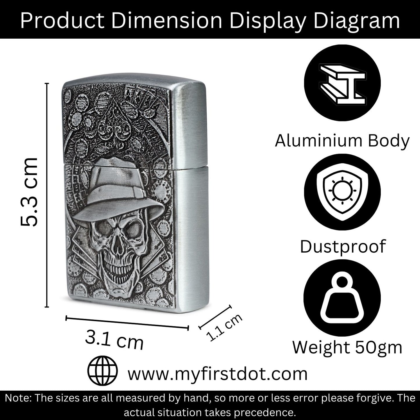 Gambling Skull Luxury Windproof Lighter Gift for Men - Pocket Lighter | First Dot