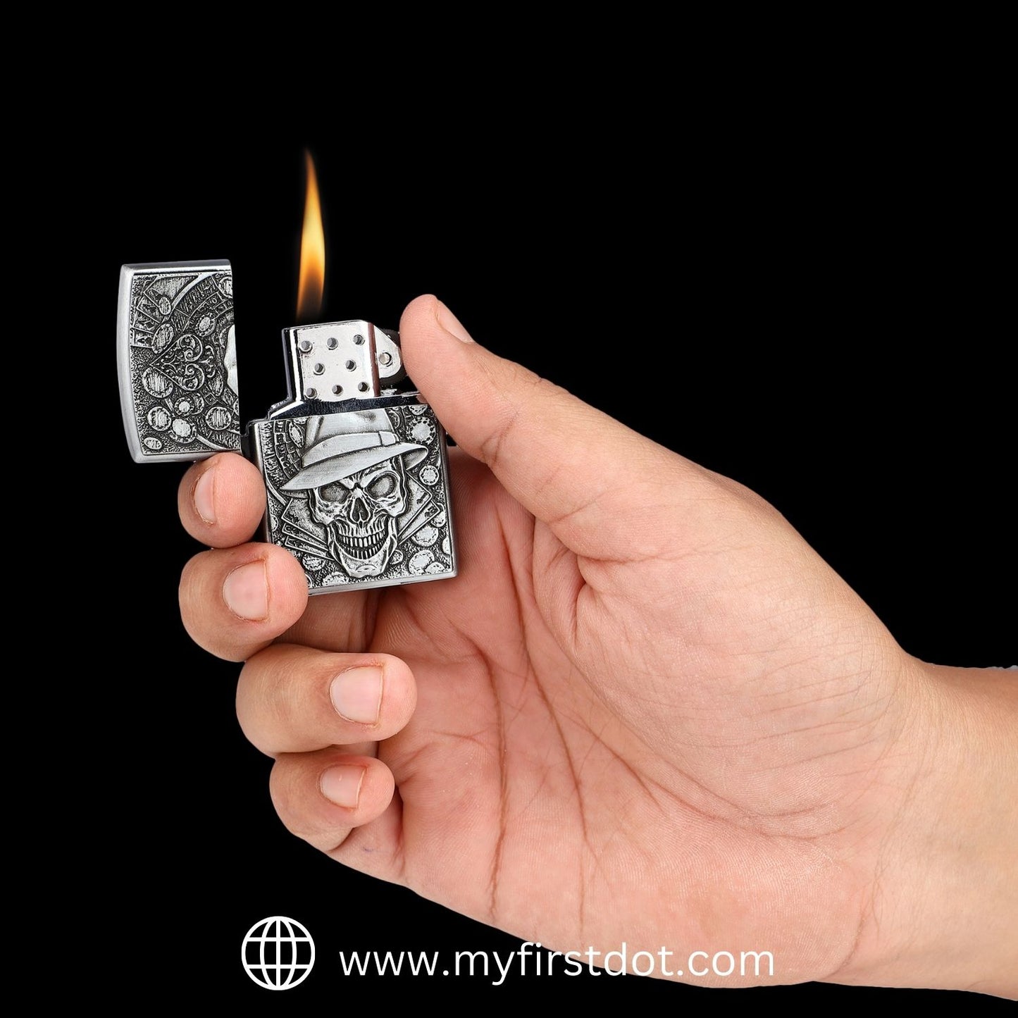 Gambling Skull Luxury Windproof Lighter Gift for Men - Pocket Lighter | First Dot