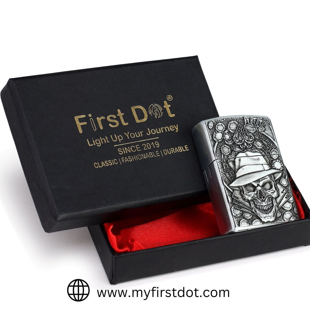 First Dot Gambling Skull Classic Windproof Lighter