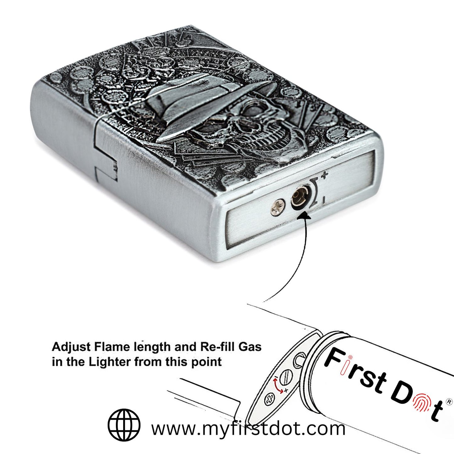 Gambling Skull Luxury Windproof Lighter Gift for Men - Pocket Lighter | First Dot