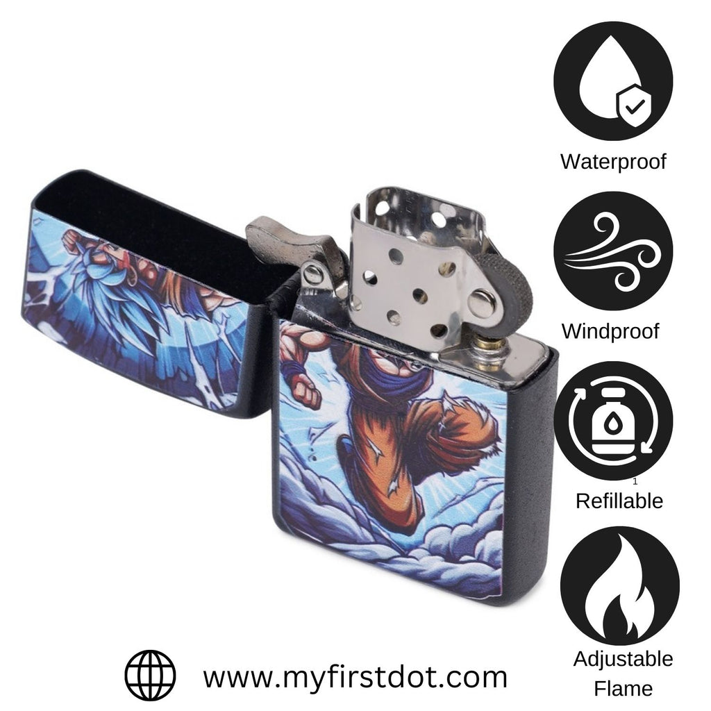 First Dot Super Saiyan Blue Windproof Cigarette Lighter