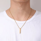 Gold Bar Pendant Necklace for Men