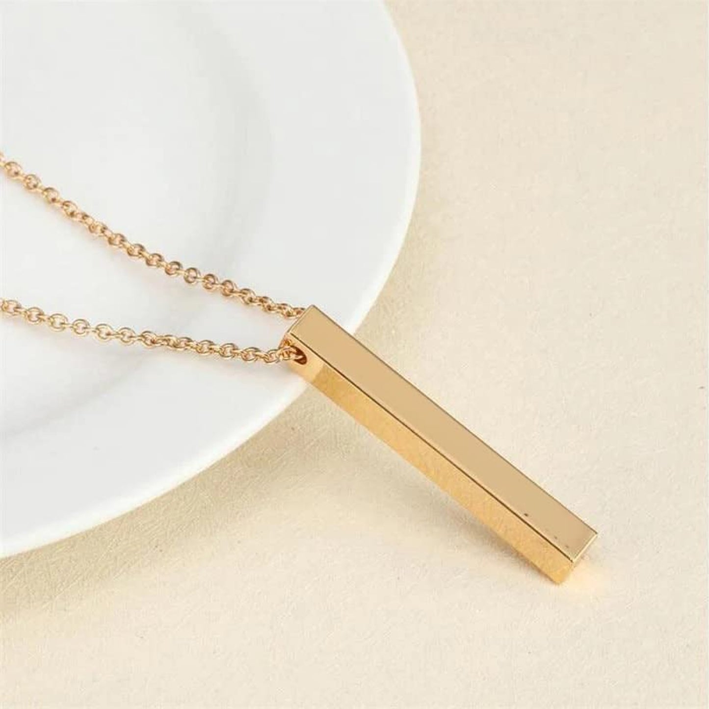 Gold Bar Pendant Necklace for Men