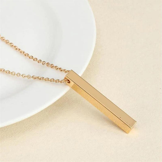 Gold Bar Pendant Necklace for Men