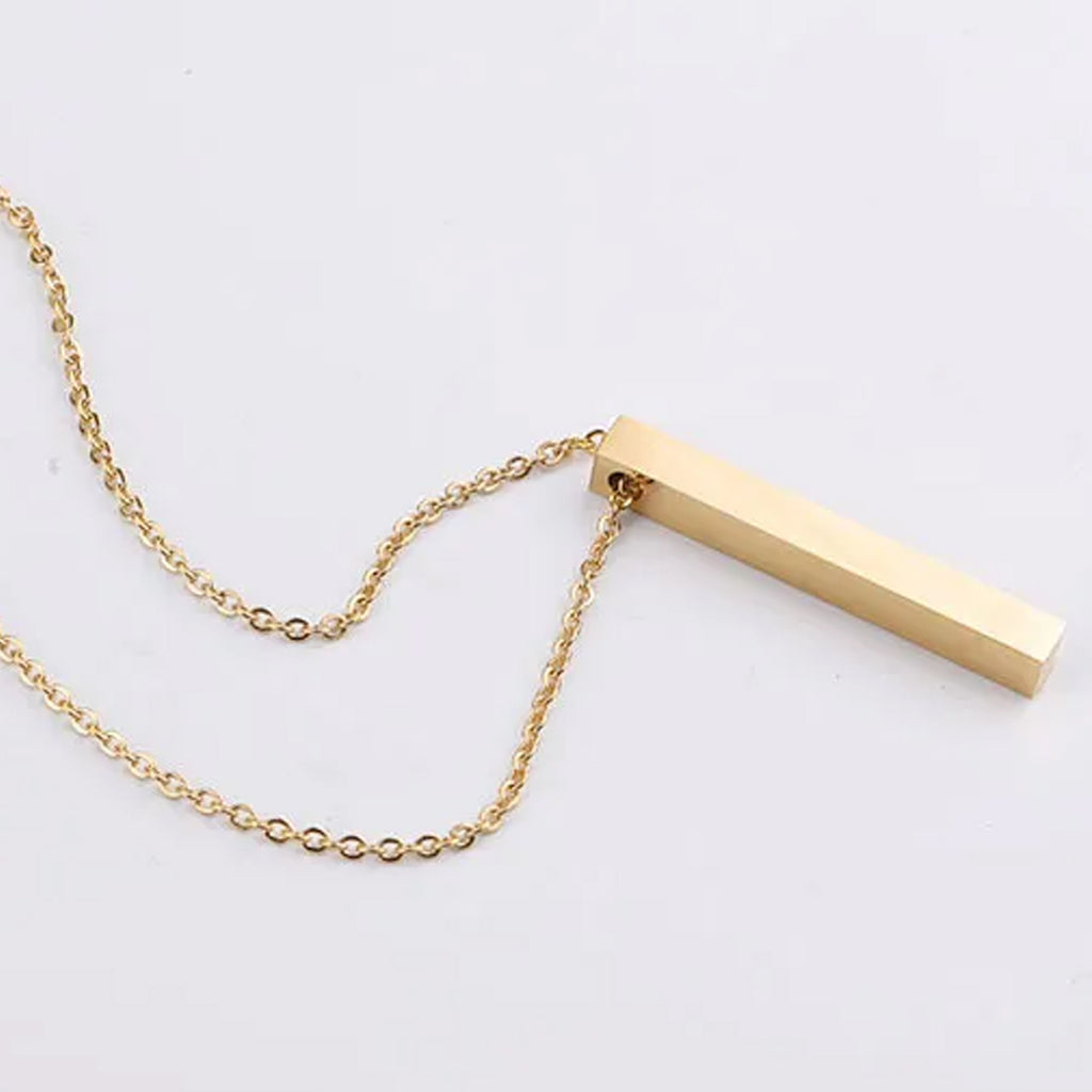 Gold Bar Pendant Necklace for Men