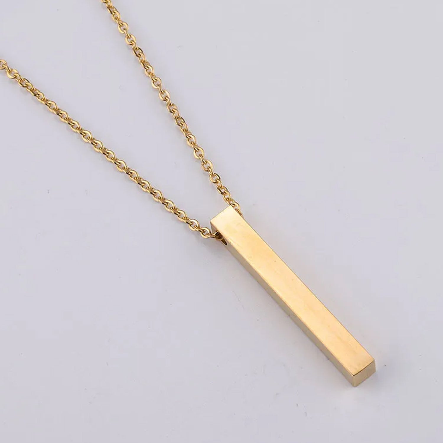 Gold Bar Pendant Necklace for Men