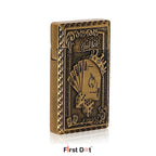 lighter with playing card and dice design on a white background