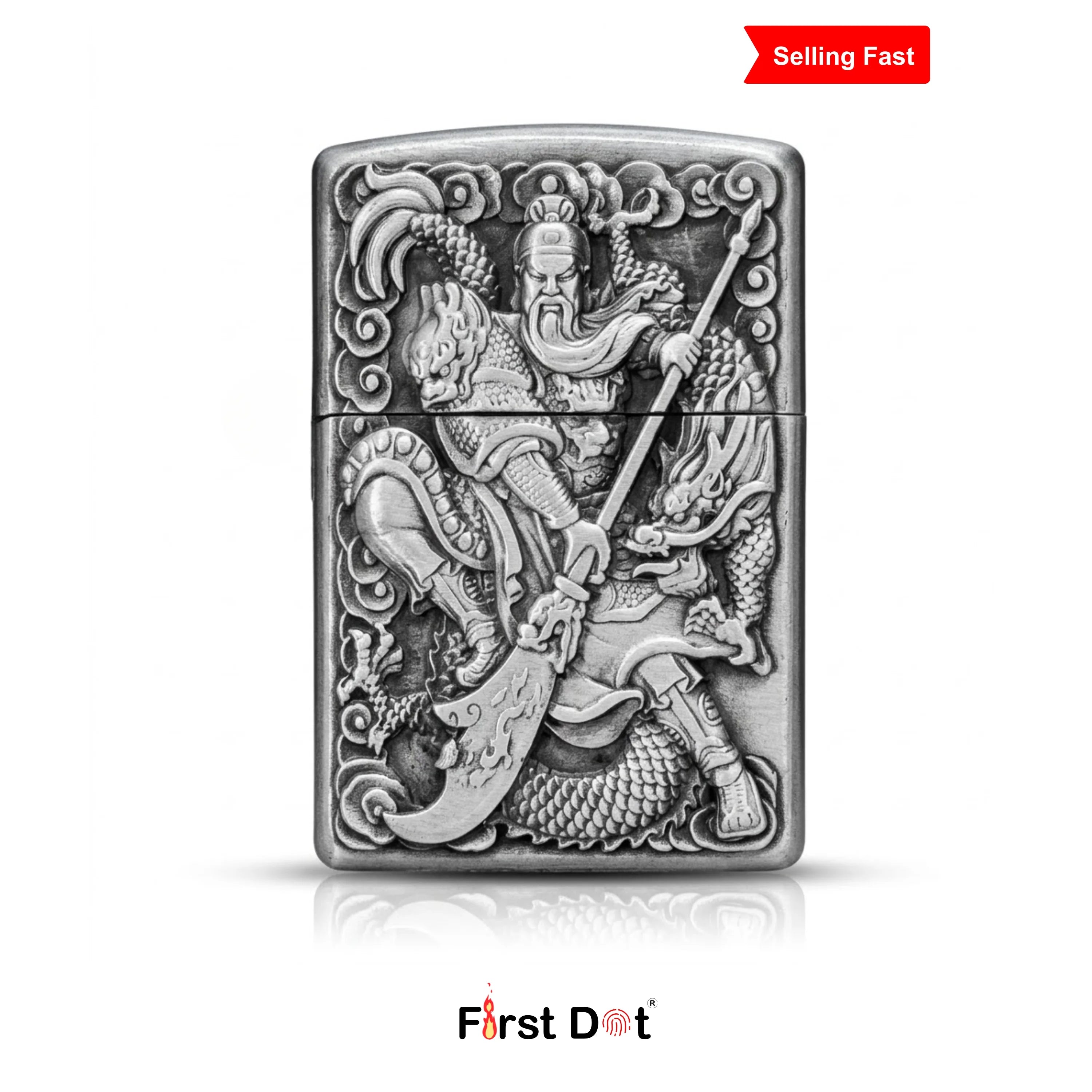 Guan Yu Engraved Warrior Cigarette Lighter