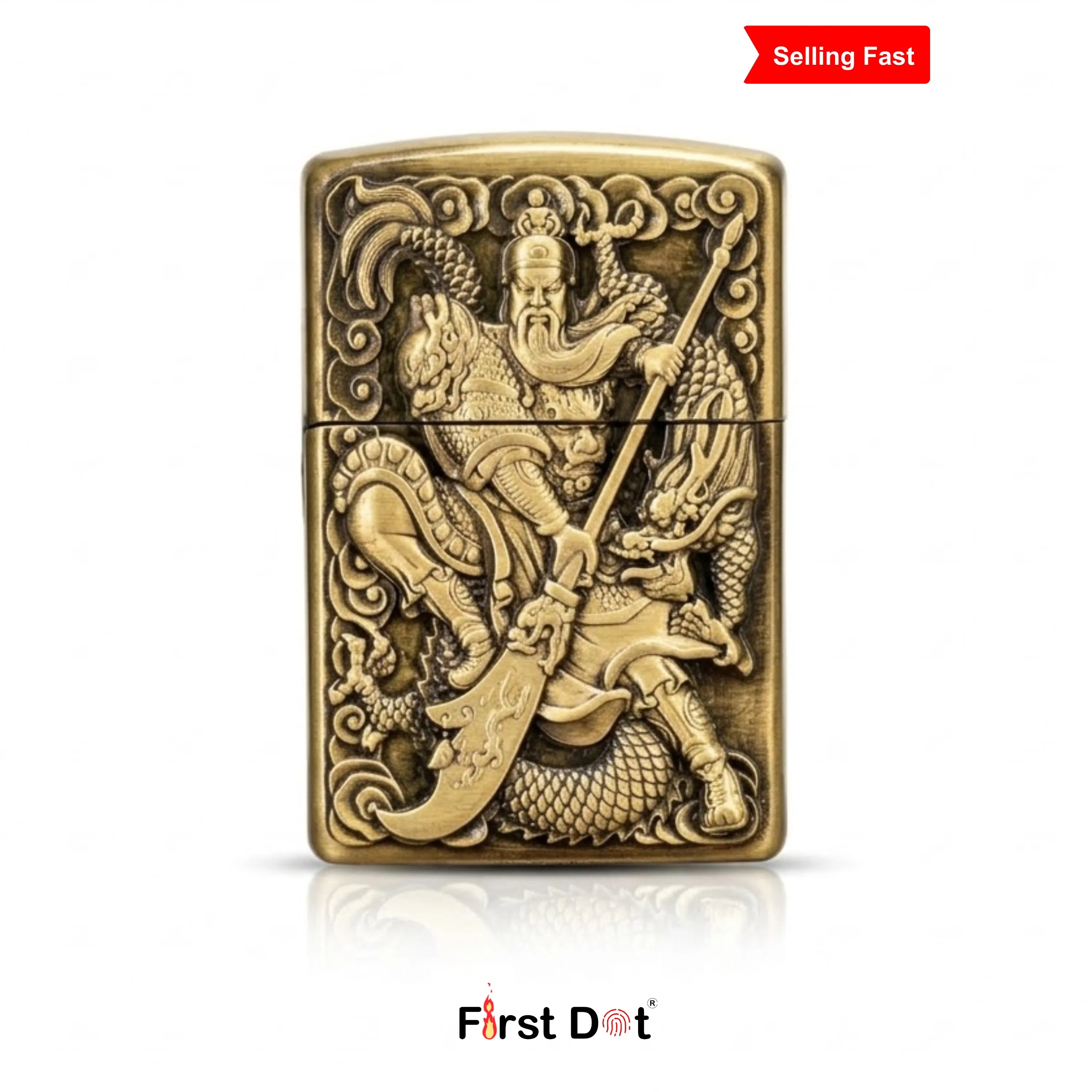 Guan Yu Engraved Warrior Cigarette Lighter