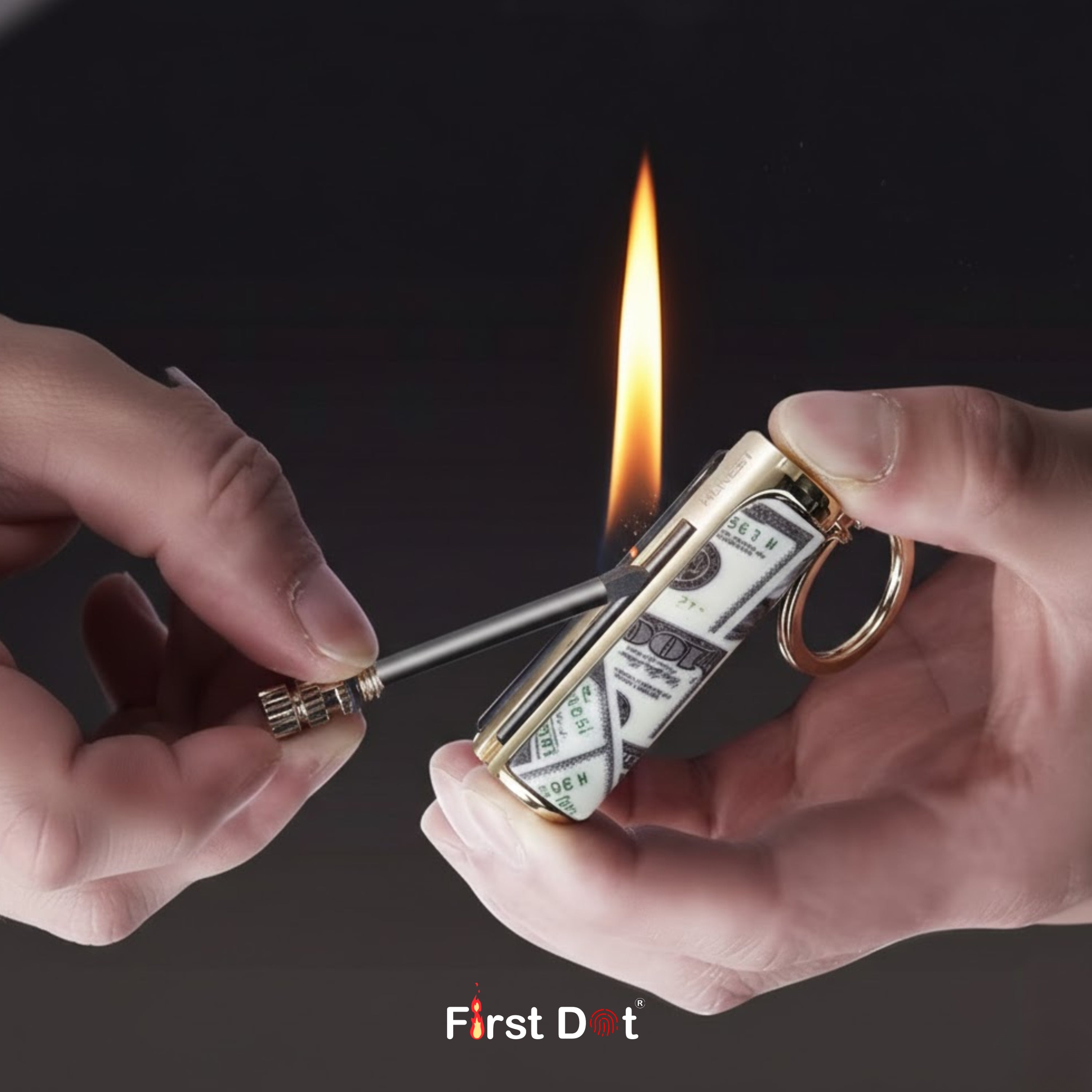 HONEST Permanent Match Keychain Oil Lighter (Dollar)