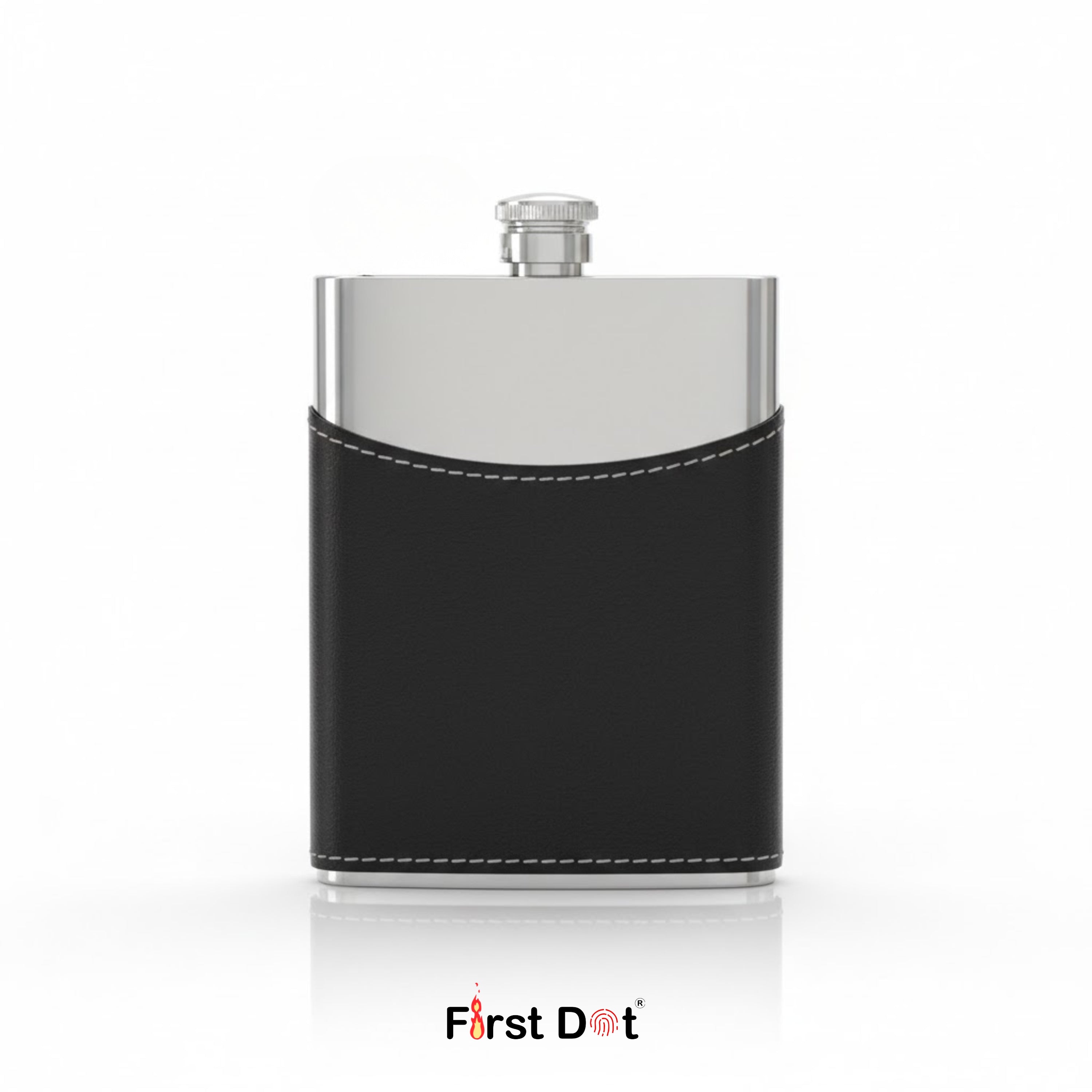 Half Leather Wrapped Hip Flask | Stainless Steel Pocket Flask for Travel