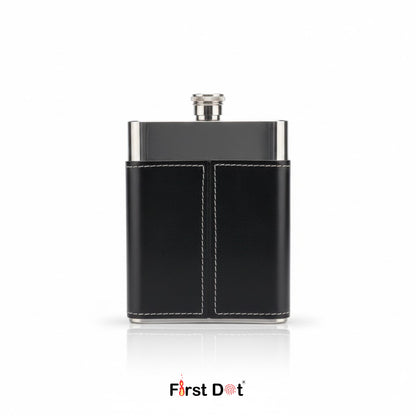 Half Leather Wrapped Hip Flask | Stainless Steel Pocket Flask for Travel
