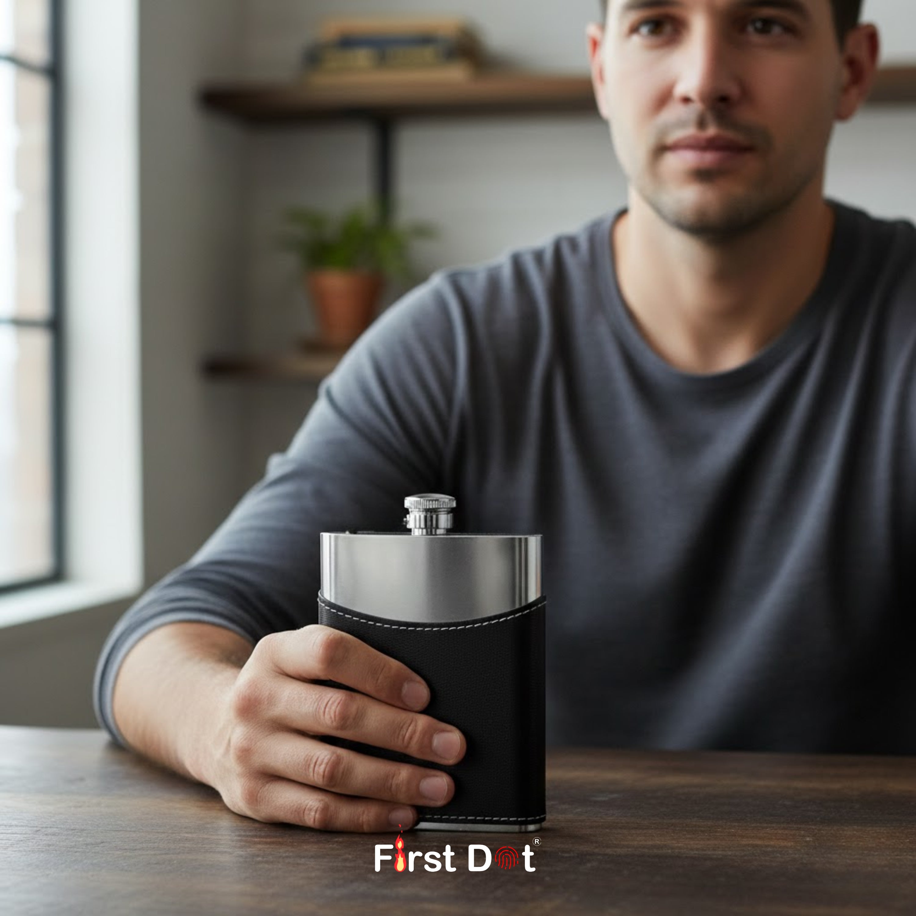 Half Leather Wrapped Hip Flask | Stainless Steel Pocket Flask for Travel