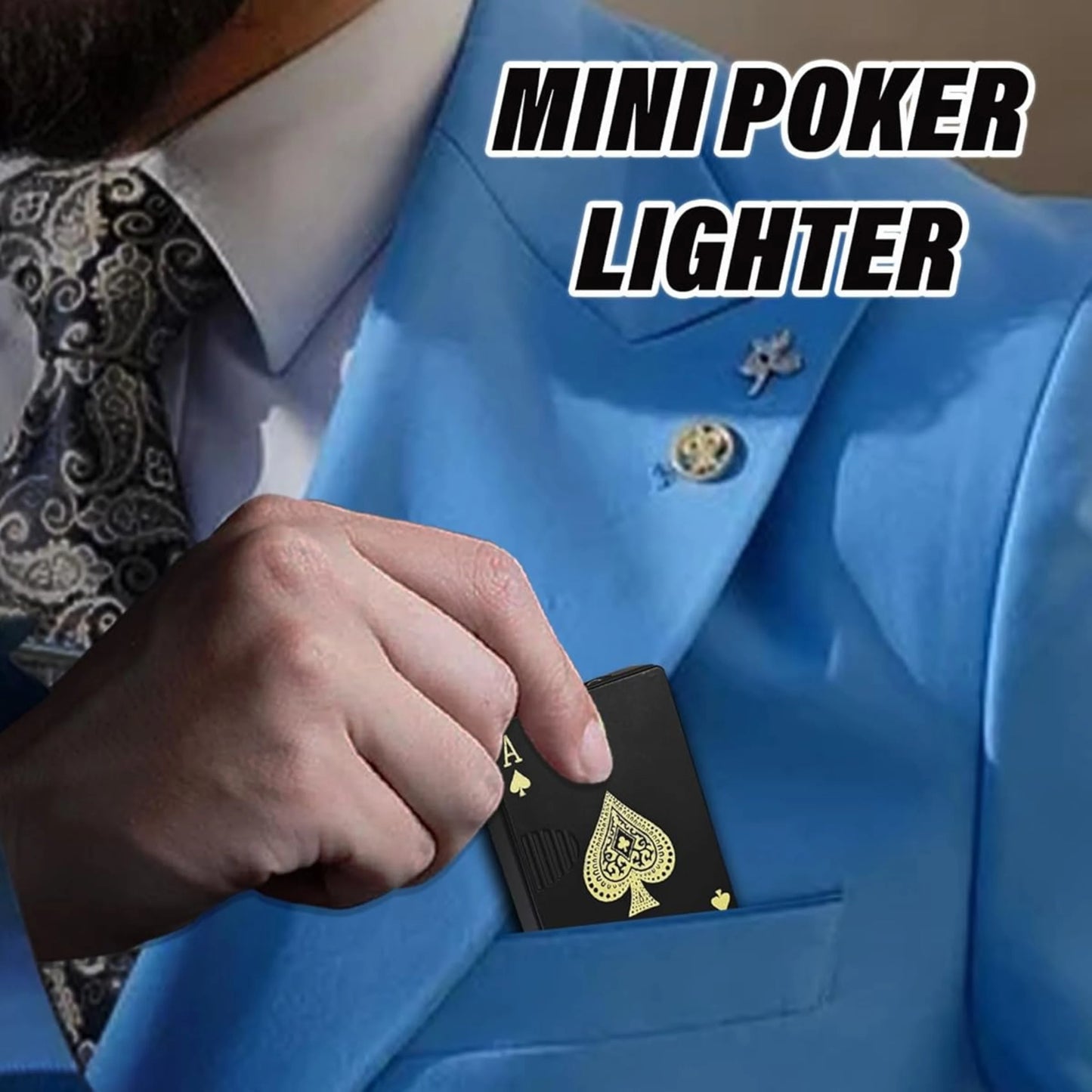 Ikka Black Refillable Green Jet Flame Lighter – Metal Playing Card Torch | Windproof Gift for Men