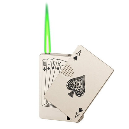 Ikka Gold Poker Card Torch Lighter – Refillable Metal Jet Flame Butane Lighter for Men