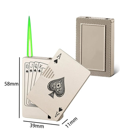 Ikka Gold Poker Card Torch Lighter – Refillable Metal Jet Flame Butane Lighter for Men