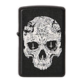 Black lighter with a white skull design featuring a pentagram on a white background Inverted Cross Skull Premium Refillable Cigarette Lighter