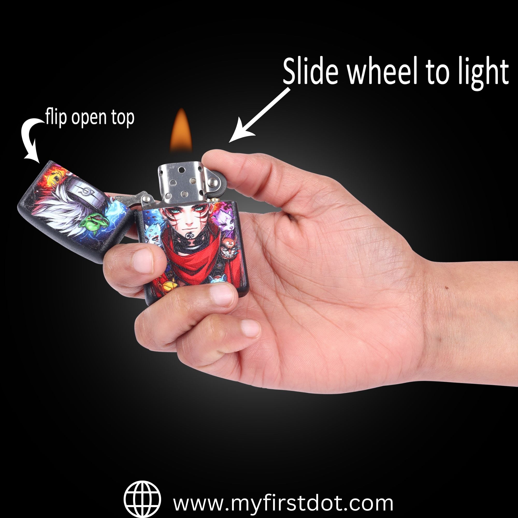 First Dot Graphic Anime Windproof Cigarette Lighter
