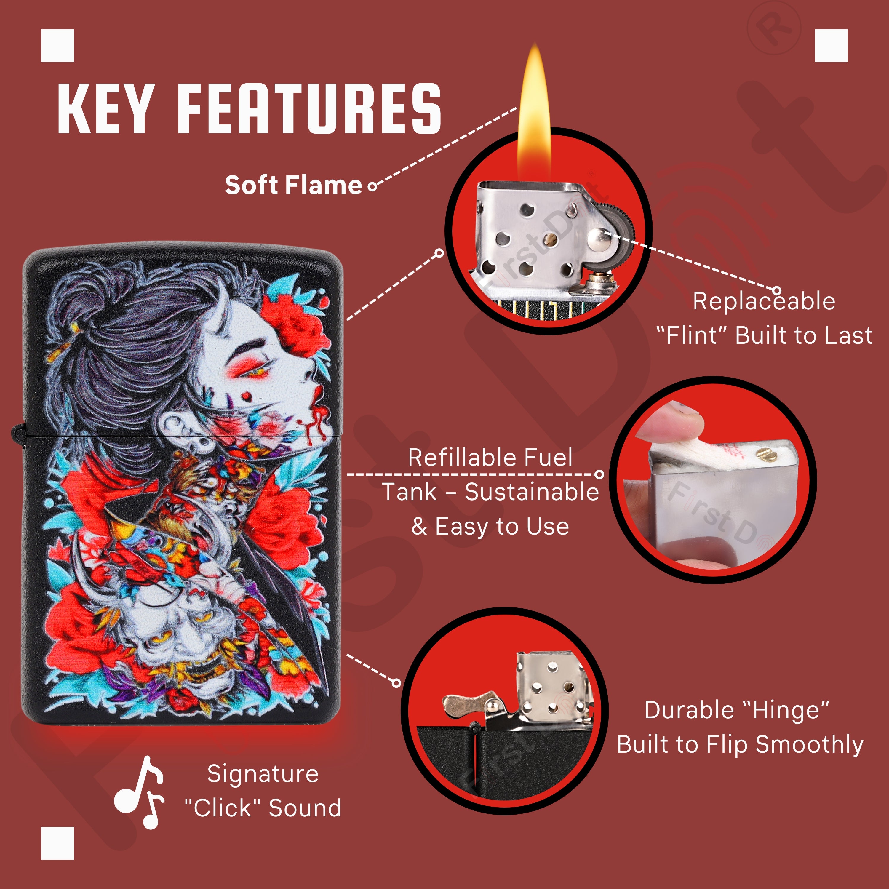Japanese Cigarette Lighters | First Dot Classic Fluid Lighter`