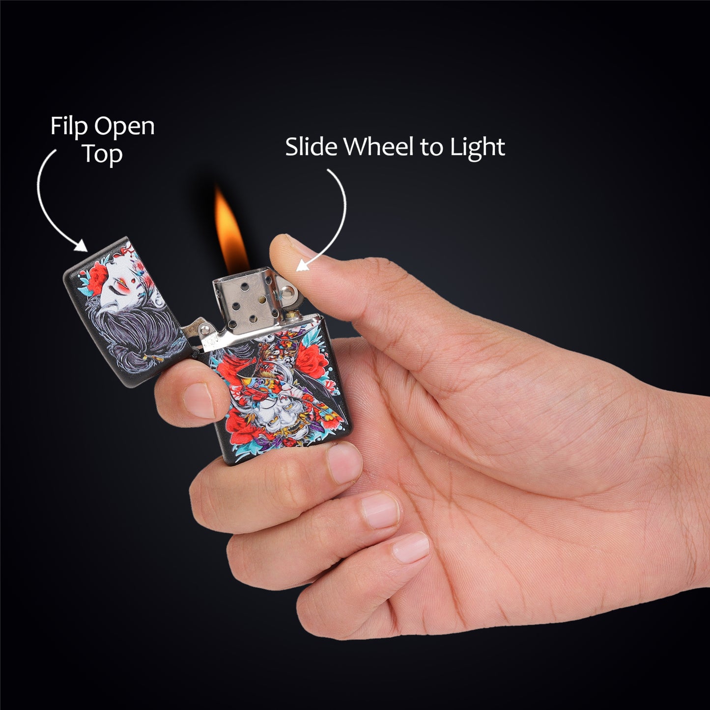 Combo of 2 Street Graphic Cigarette Lighters | Premium Box + Free 50ml Fuel