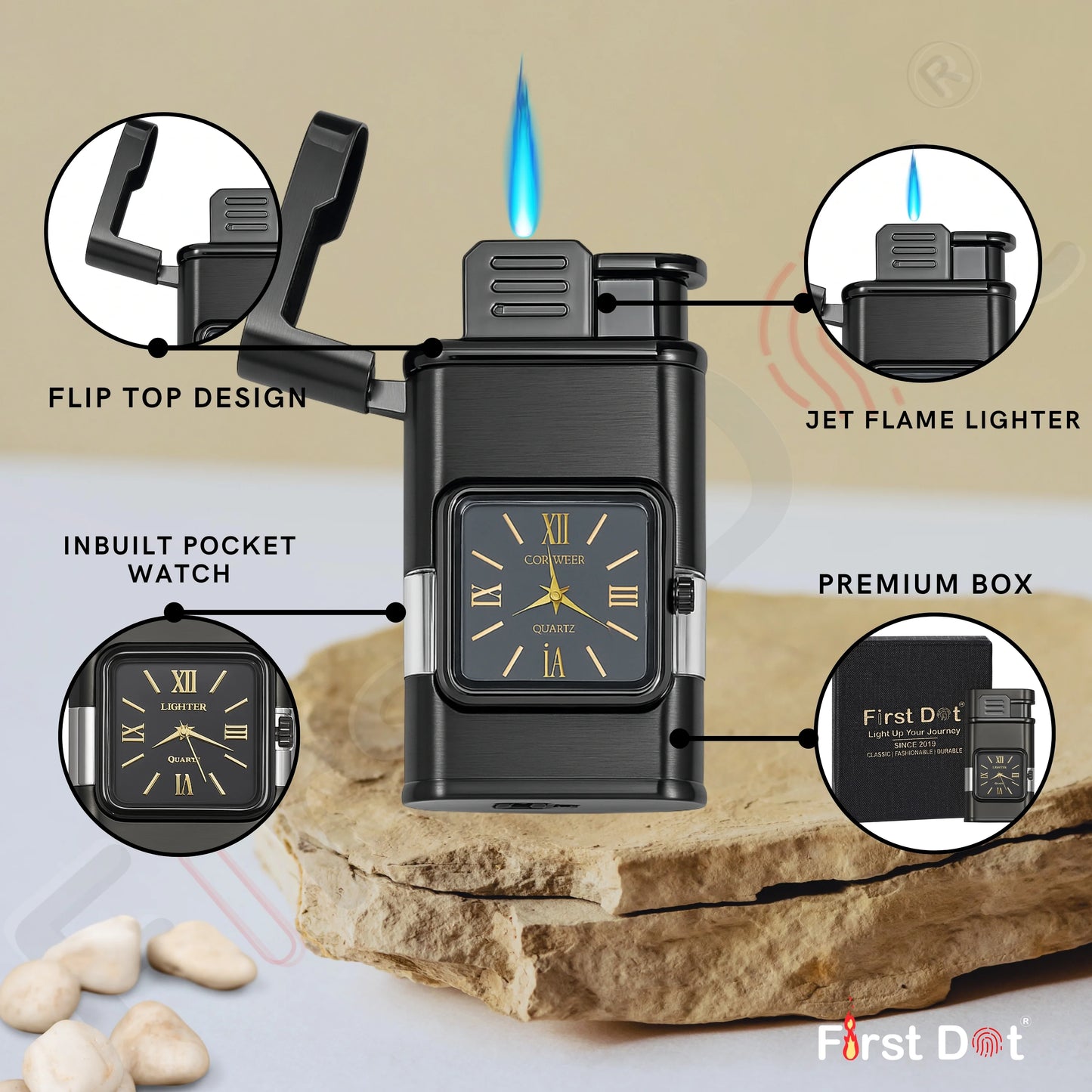 Premium ChronoLite Clock Lighter – Lighter for Men Grey