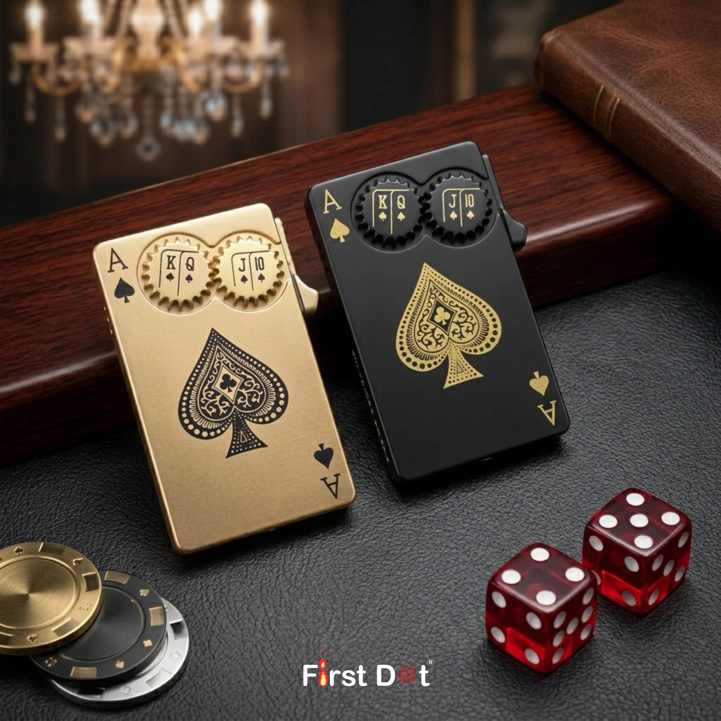 First Dot Kinetic Spade Gear Jet Flame Lighter